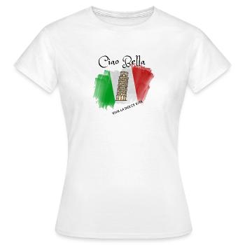 Leaning Tower on Italian Flag Brush - Women's T-Shirt - white - Front - AI Model Female 172 dark (172cm)