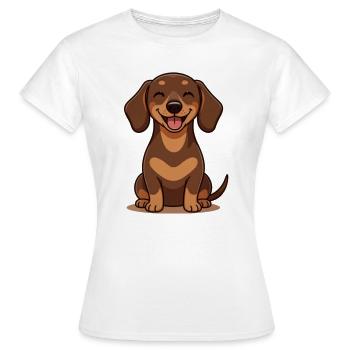 Chemise sourire en dessin animé Teckel mignon - T-shirt Femme - blanc - Devant - AI Model Female 172 dark (172cm)