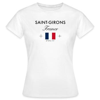 Saint Girons Frankreich Koordinaten Reise Souvenir - Frauen T-Shirt - Weiß - Vorne - AI Model Female 172 dark (172cm)