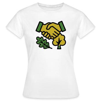Poignée de main Logo de la Forêt Naturelle - T-shirt Femme - blanc - Devant - AI Model Female 172 dark (172cm)