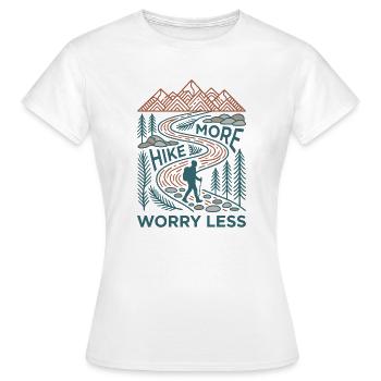 Randonnée - Aventure en plein air - Randonnée continue. Inquiétez-vous moins - T-shirt Femme - blanc - Devant - AI Model Female 172 dark (172cm)