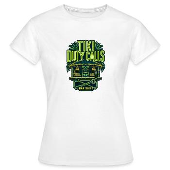 Barman shift Tiki Duty Appelle, bar tiki au bord de la piscine - T-shirt Femme - blanc - Devant - AI Model Female 172 dark (172cm)