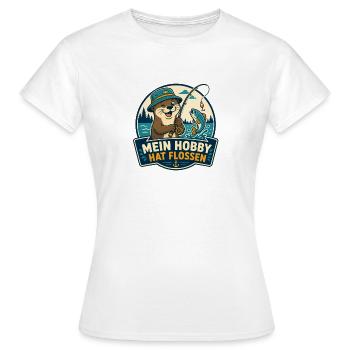 Mein Hobby hat Flossen – Angel-Otter - Frauen T-Shirt - Weiß - Vorne - AI Model Female 172 dark (172cm)