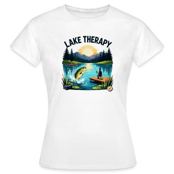 Pêche au coucher de soleil en thérapie du lac - T-shirt Femme - blanc - Devant - AI Model Female 172 dark (172cm)