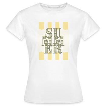 Typographie estivale Rayée jaune - T-shirt Femme - blanc - Devant - AI Model Female 172 dark (172cm)