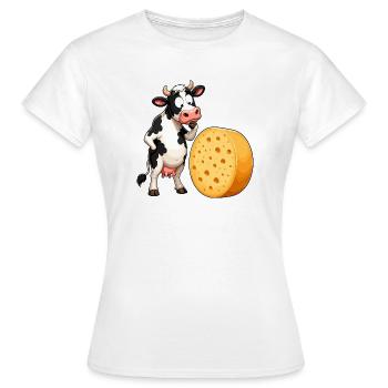 Cow Meets Cheese Cartoon - Women's T-Shirt - white - Front - AI Model Female 172 dark (172cm)