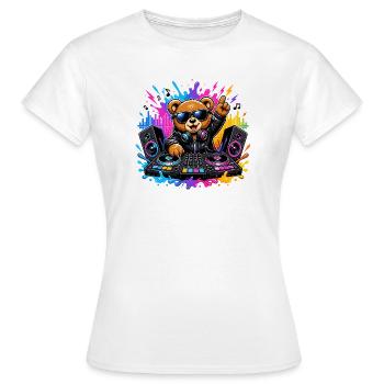 Teddy Bear DJ Neon Splash - T-shirt Femme - blanc - Devant - AI Model Female 172 dark (172cm)