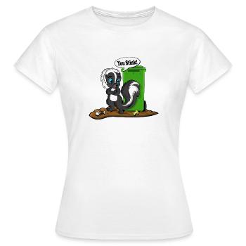 You Stink Skunk Cartoon Tee - Women's T-Shirt - white - Front - AI Model Female 172 dark (172cm)