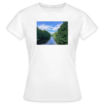 Tranquil River Amid Verdant Trees - Women's T-Shirt - white - Front - AI Model Female 172 dark (172cm)