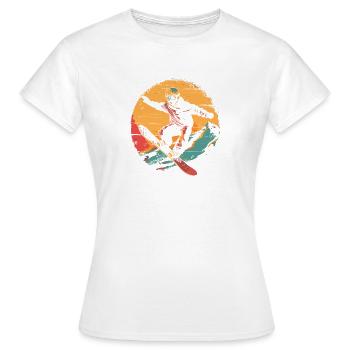 Look des années 80 de snowboarder - T-shirt Femme - blanc - Devant - AI Model Female 172 dark (172cm)