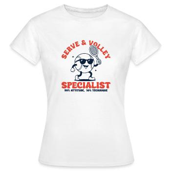 Spécialiste du service et volley dans le tennis rétro - T-shirt Femme - blanc - Devant - AI Model Female 172 dark (172cm)