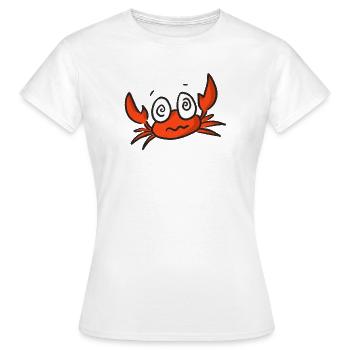 Red crab cartoon with big eyes - Women's T-Shirt - white - Front - AI Model Female 172 dark (172cm)