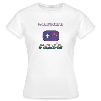 Pause Manette Monde Reel En Chargement - T-shirt Femme - blanc - Devant - AI Model Female 172 dark (172cm)