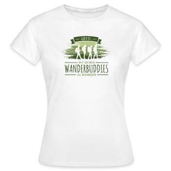 Glück ist mit Wanderbuddies zu wandern - Frauen T-Shirt - Weiß - Vorne - AI Model Female 172 dark (172cm)