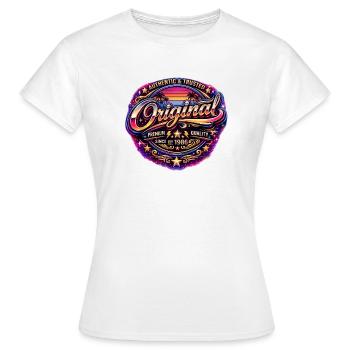 Insigne rétro Neon Synthwave des années 1980 Original 1986 - T-shirt Femme - blanc - Devant - AI Model Female 172 dark (172cm)