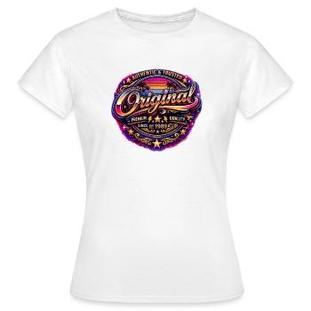 Insigne rétro des années 1980 Neon Synthwave Original 1989 - T-shirt Femme - blanc - Devant - AI Model Female 172 dark (172cm)