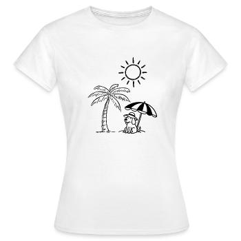 Drôle de design de chien sur la plage - T-shirt Femme - blanc - Devant - AI Model Female 172 dark (172cm)