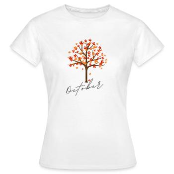 Arbre d’Octobre | Conception de l’arbre d’automne - T-shirt Femme - blanc - Devant - AI Model Female 172 dark (172cm)
