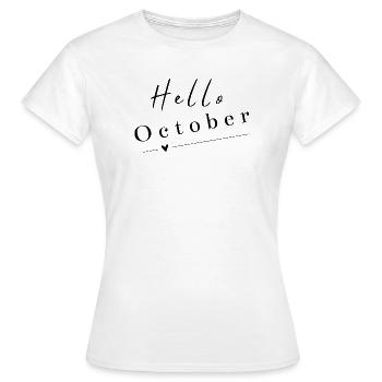 Bonjour octobre | Design d’automne moderne - T-shirt Femme - blanc - Devant - AI Model Female 172 dark (172cm)