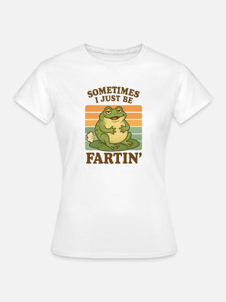 Lustiger Frosch Furz Motiv - Frauen T-Shirt - Weiß