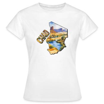Carte aquarelle du Tchad - T-shirt Femme - blanc - Devant - AI Model Female 172 dark (172cm)