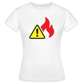 Icône solide d’alerte incendie Symbole de sécurité de flamme - T-shirt Femme - blanc - Devant - AI Model Female 172 dark (172cm)