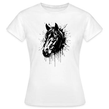Wild Horse Ink - Horse Head Splash Art - Women's T-Shirt - white - Front - AI Model Female 172 dark (172cm)