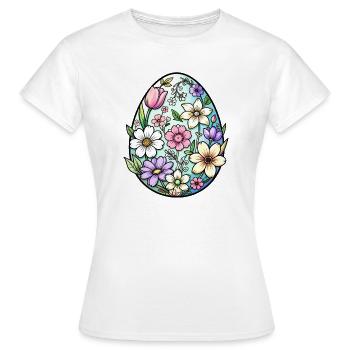 Floraison florale du jardin d’œufs - T-shirt Femme - blanc - Devant - AI Model Female 172 dark (172cm)