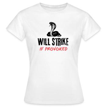 Si provoqué : Écriture rouge grasse sur fond noir - T-shirt Femme - blanc - Devant - AI Model Female 172 dark (172cm)