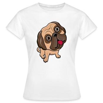 Visage de dessin animé fantaisiste de carlin - T-shirt Femme - blanc - Devant - AI Model Female 172 dark (172cm)