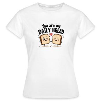 Tu es mon pain quotidien | Sweet Bread Comic - T-shirt Femme - blanc - Devant - AI Model Female 172 dark (172cm)