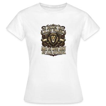 Sie können mich alles fragen - Frauen T-Shirt - Weiß - Vorne - AI Model Female 172 dark (172cm)