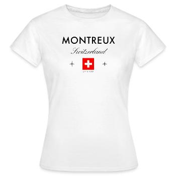 Montreux Schweiz Koordinaten Reise Souvenir - Frauen T-Shirt - Weiß - Vorne - AI Model Female 172 dark (172cm)