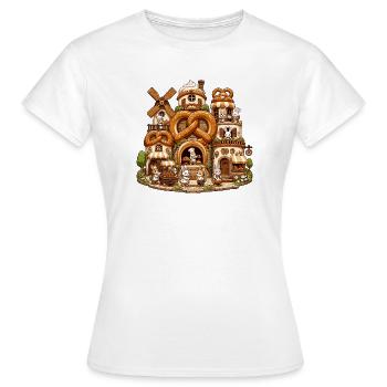 Le monde des boulangers de conte de fées avec des bretzels - T-shirt Femme - blanc - Devant - AI Model Female 172 dark (172cm)