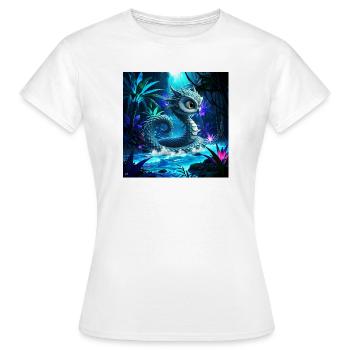 Dragon bleuâtre dans une jungle lumineuse - T-shirt Femme - blanc - Devant - AI Model Female 172 dark (172cm)