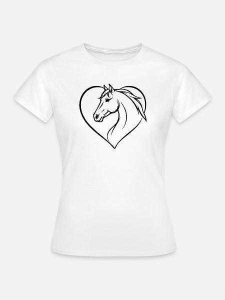 Pferd Herz reiten Geschenk Reiter  - Frauen T-Shirt - Weiß