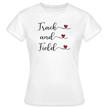 Logo manuscrit d’athlétisme avec des cœurs - T-shirt Femme - blanc - Devant - AI Model Female 172 dark (172cm)