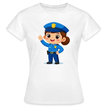 Policière comique fait signe en riant – Style drôle - T-shirt Femme - blanc - Devant - AI Model Female 172 dark (172cm)