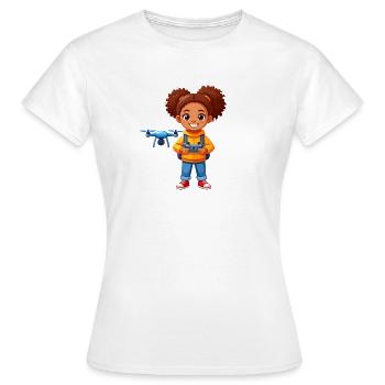 Petit pilote pilotant un drone volant – technologie - T-shirt Femme - blanc - Devant - AI Model Female 172 dark (172cm)