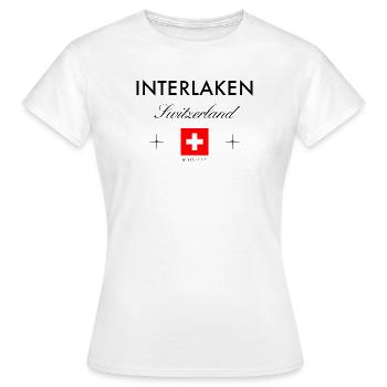 Interlaken Schweiz Koordinaten Reise Souvenir - Frauen T-Shirt - Weiß - Vorne - AI Model Female 172 dark (172cm)