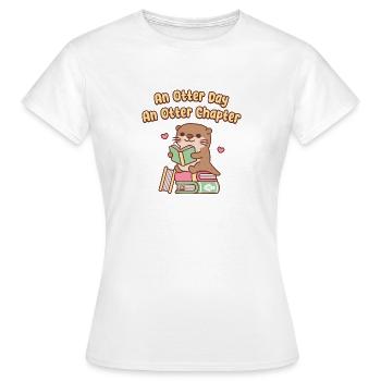 La Loutre mignonne lit un jour de loutre Chapitre d’une loutre - T-shirt Femme - blanc - Devant - AI Model Female 172 dark (172cm)