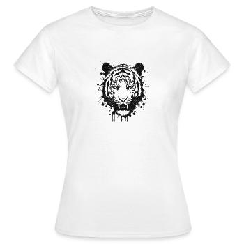 Tigre encre splatter noir - T-shirt Femme - blanc - Devant - AI Model Female 172 dark (172cm)
