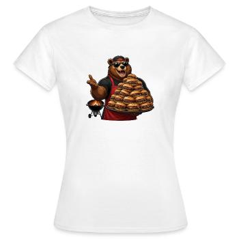 Bear grill master avec pile de burgers - T-shirt Femme - blanc - Devant - AI Model Female 172 dark (172cm)