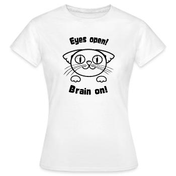 EyesOpenCat - T-shirt Femme - blanc - Devant - AI Model Female 172 dark (172cm)