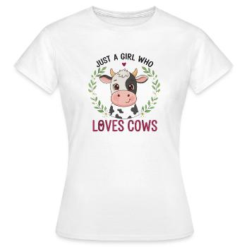 La fille adore les vaches : une jolie vache en couronne - T-shirt Femme - blanc - Devant - AI Model Female 172 dark (172cm)