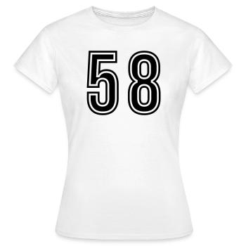 Symbole du chiffre 58 - T-shirt Femme - blanc - Devant - AI Model Female 172 dark (172cm)