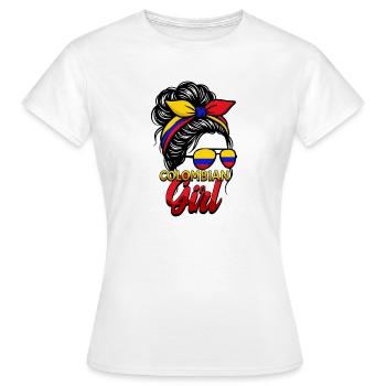 Fille Drapeau colombien Colombie - T-shirt Femme - blanc - Devant - AI Model Female 172 dark (172cm)