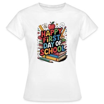 Bon premier jour d’école Livres - T-shirt Femme - blanc - Devant - AI Model Female 172 dark (172cm)
