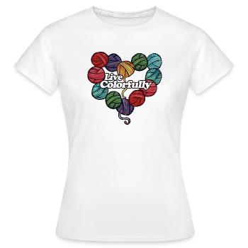 Cœur de laine vivant et colorée - T-shirt Femme - blanc - Devant - AI Model Female 172 dark (172cm)