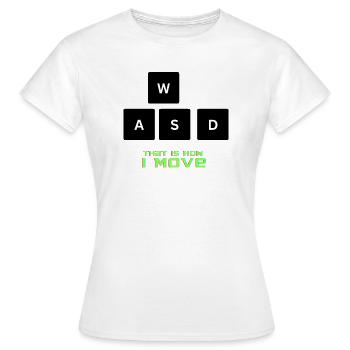 T-shirt WASD Gamer C’est comme ça que je bouge - T-shirt Femme - blanc - Devant - AI Model Female 172 dark (172cm)